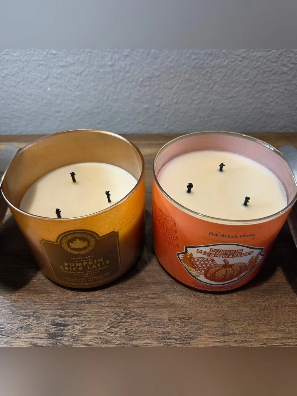 Two Bath & Body Works Candles Pumpkin Spice Latte & Pumpkin Pecan Waffles-Tested
